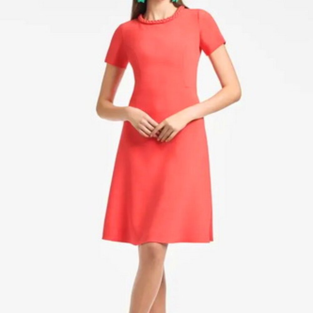Sachin & Babi Mimi Coral Stretch Crepe Braided Collar Dress